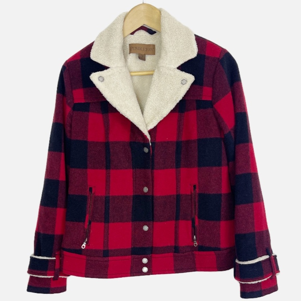 Pendleton Buffalo Plaid Merino Wool and Sherpa Jacket XS